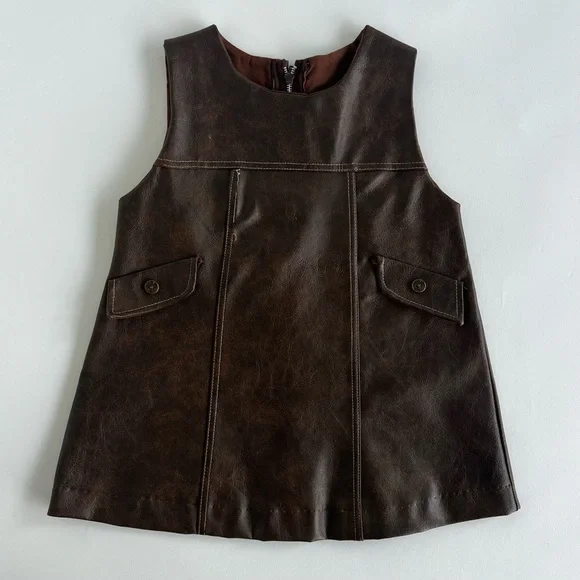 Vintage | Dresses | Vintage 96s Kids Faux Leather Jumper Dress 34t |  Poshmark